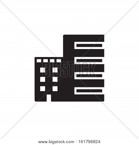 Vector icon or illustration showing real estate business with office building in black color style on white background