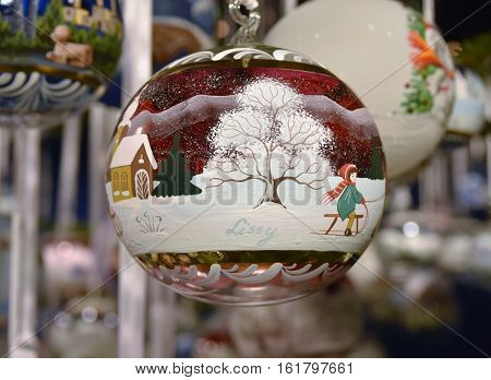 Handmade decorations in Christmas market in Merano