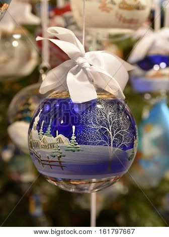 Handmade decorations in Christmas market in Merano