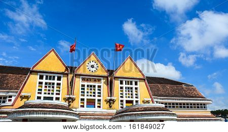 Dalat Train Station With Beautiful Blue Sky