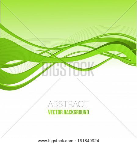 Vector Abstract green curved lines background. Template brochure design