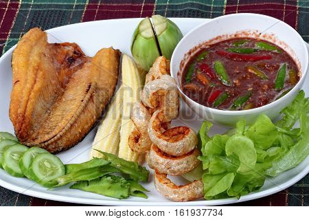 Ready Served Spicy Shrimp Paste Dip As  Nam Prik Kapi.