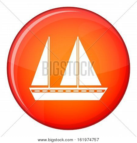 Sailing boat icon in red circle isolated on white background vector illustration