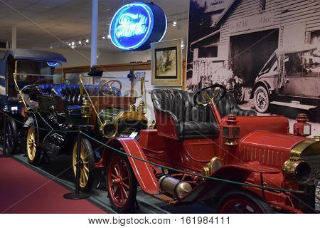 LURAY, VA - OCT 1: The Car and Carriage Caravan Museum in Luray, Virginia, on Oct 1, 2016. It is a unique collection of authentically restored cars, carriages, coaches and costumes from 1725 to 1941.