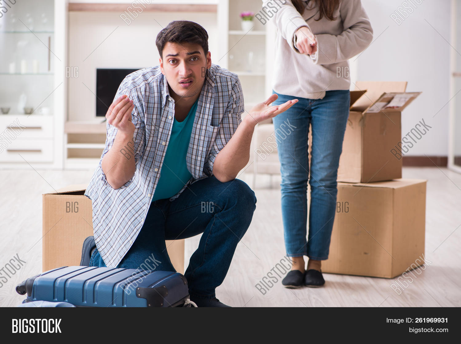 Woman Evicting Man Image & Photo (Free Trial) | Bigstock