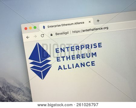 Amsterdam, Netherlands - October 1, 2018: Website Of The Enterprise Ethereum Alliance Or Eea,  A Pla