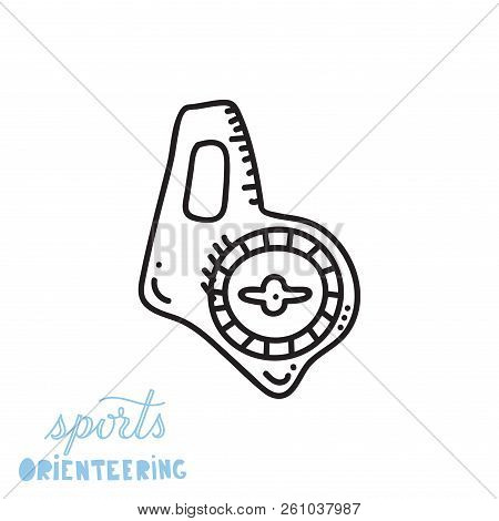 Vector Illustration Of Orienteering Compass. Orientation, Navigation Isolated Object.