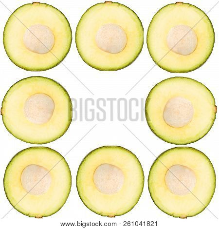 Bright Round Shape Ripe Avocado Fruit Background.