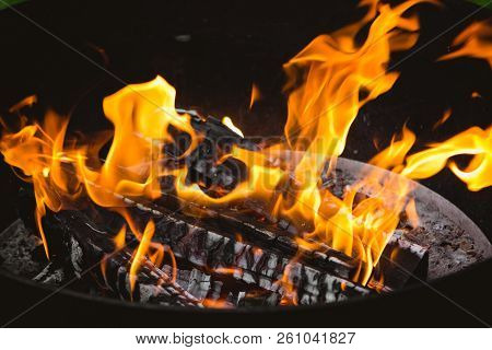 Bright Colorful Barbecue Burning Wooden Coals Background
