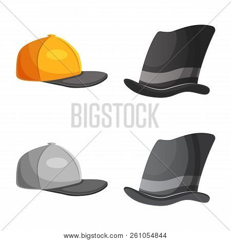 Vector Design Of Headgear And Cap Icon. Collection Of Headgear And Accessory Stock Vector Illustrati