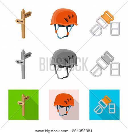 Vector Design Of Mountaineering And Peak Logo. Collection Of Mountaineering And Camp Vector Icon For