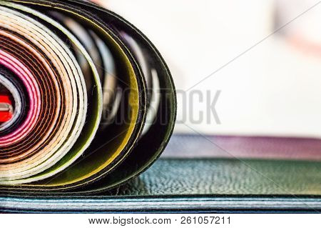 Catalog Of Multicolored Imitation Leather From Matting Fabric Texture Background, Leatherette Fabric