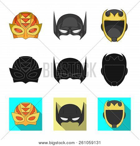 Vector Design Of Hero And Mask Icon. Set Of Hero And Superhero Vector Icon For Stock.