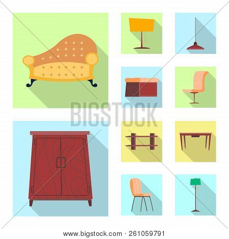 Vector Illustration Of Furniture And Apartment Logo. Set Of Furniture And Home Vector Icon For Stock