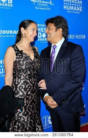 BEVERLY HILLS - SEP 29: Nanette Mirkovich, Erik Estrada at the 2018 American Humane Hero Dog Awards at The Beverly Hilton Hotel on September 29, 2018 in Beverly Hills, California