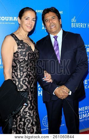 BEVERLY HILLS - SEP 29: Nanette Mirkovich, Erik Estrada at the 2018 American Humane Hero Dog Awards at The Beverly Hilton Hotel on September 29, 2018 in Beverly Hills, California