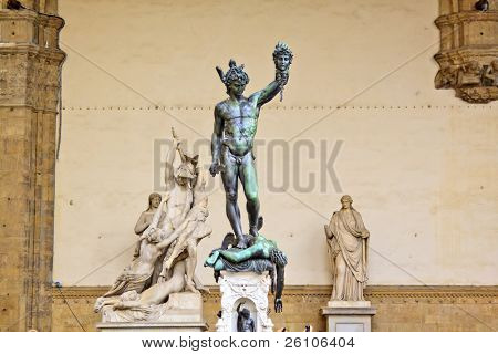 Perseu com a cabeça de Medusa, a Piazza della Signoria, Florença, Itália