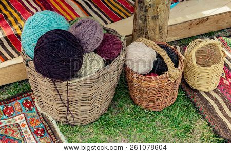Set Or Rolls Of Colotful String In The View
