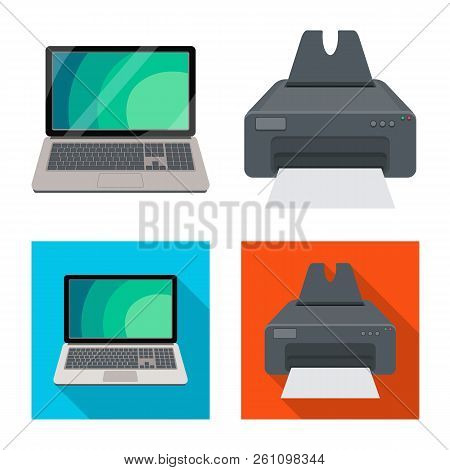 Vector Design Of Laptop And Device Symbol. Set Of Laptop And Server Stock Vector Illustration.