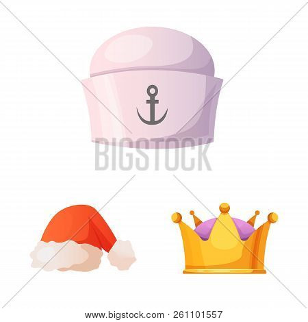 Vector Design Of Headgear And Cap Icon. Set Of Headgear And Accessory Stock Vector Illustration.