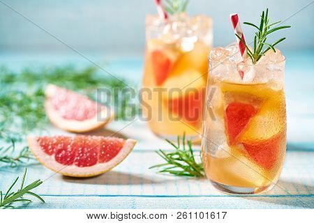 Alcoholic Cocktail Or Grapefruit Margarita With Ice.