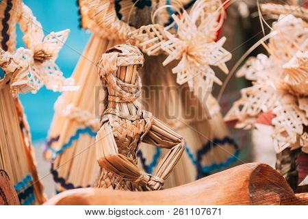 Belarusian Straw Doll. Straw Dolls Are Most Popular Souvenirs From Belarus.