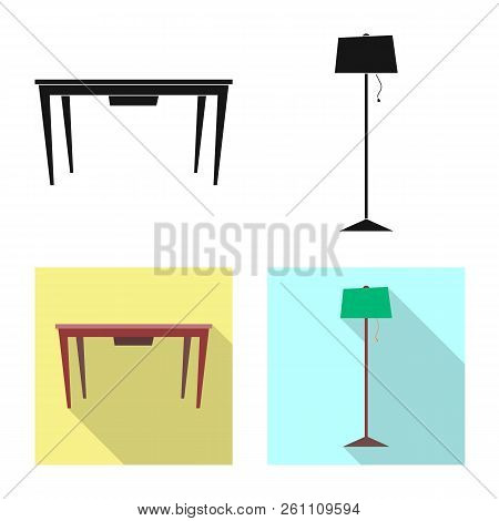 Vector Illustration Of Furniture And Apartment Symbol. Set Of Furniture And Home Vector Icon For Sto
