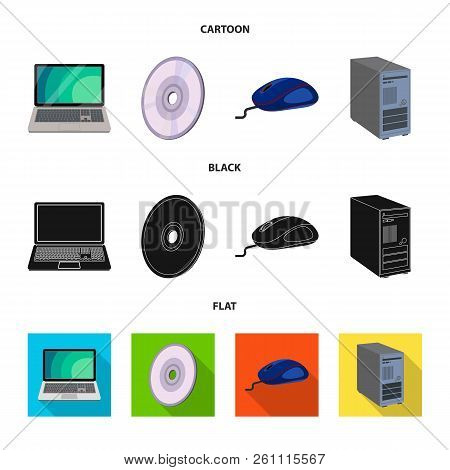 Vector Illustration Of Laptop And Device Symbol. Set Of Laptop And Server Vector Icon For Stock.
