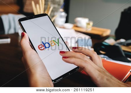 Chiang Mai, Thailand - Sep 9, 2018: Close Up Of Ebay App On Sony Mobile Screen. Ebay Is One Of The L