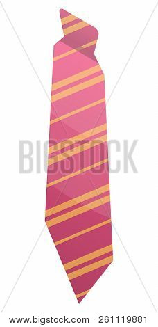Pink Striped Tie Icon. Isometric Of Pink Striped Tie Vector Icon For Web Design Isolated On White Ba