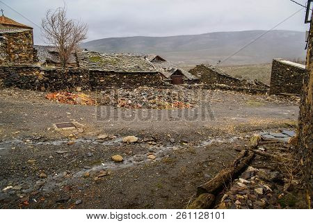 Urban Autumn Landscape In One Of Black Cities Of Spain  El Muyo