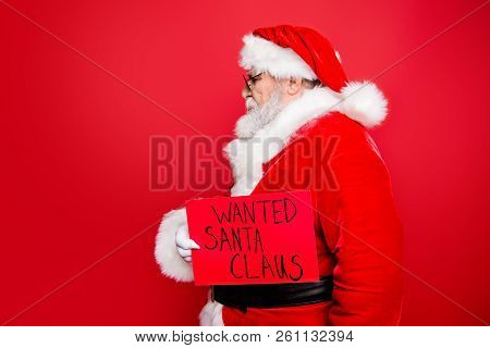 Profile Side View Photo Of December Noel Mature Crime Aged Guilty Grandfather Saint Nicholas In Spec