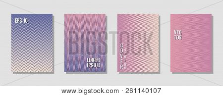 Tech Pink Blue Zig Zag Banner Templates, Wavy Lines Gradient Stripes Backgrounds For Business Cover.