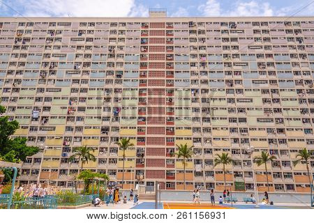 Choi Hung,hong Kong - May 5, 2018 : View Of Choi Hung Estate. It Is Located In Wong Tai Sin District