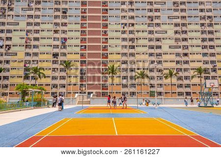Choi Hung,hong Kong - May 5, 2018 : View Of Choi Hung Estate. It Is Located In Wong Tai Sin District