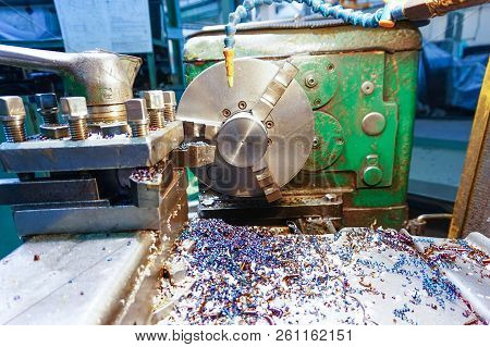 The Part Is Installed On A Lathe, After Machining, Machine-building Industry