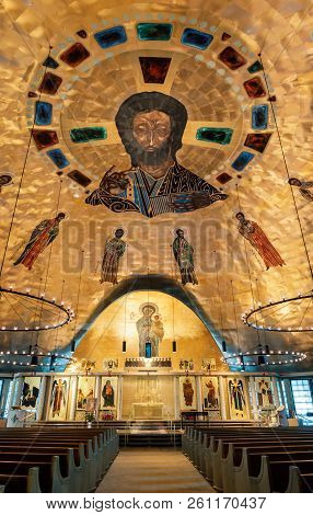 Oakland, California - September 30, 2018: Interior Of Ascension Greek Orthodox Cathedral Of Oakland.