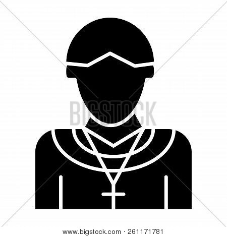 Priest Solid Icon. Christian Vector Illustration Isolated On White. Chaplain Glyph Style Design, Des