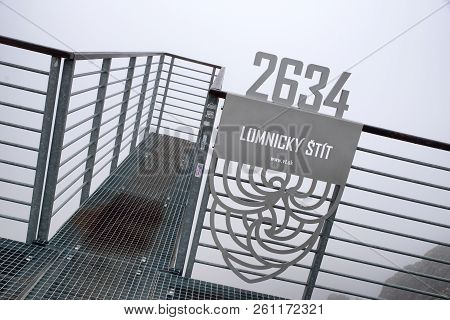 Lomnicky Stit, Slovakia - Septebmber 23: Empty Lookout On Peak Lomnicky Stit In High Tatras Mountain