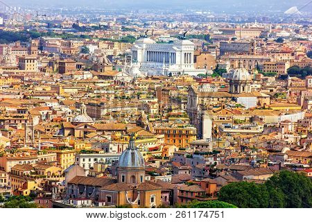 View On Vittoriano And Old Roman Buildings From Villa Borghese