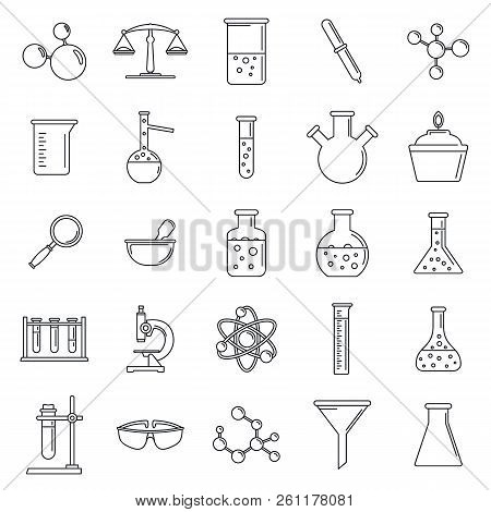 Science Laboratory Icon Set. Outline Set Of Science Laboratory Vector Icons For Web Design Isolated 