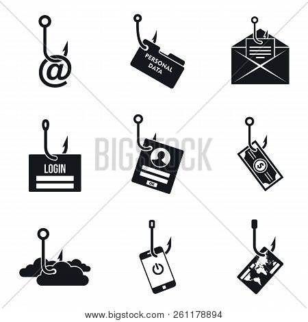 Phishing Email Icon Set. Simple Set Of Phishing Email Vector Icons For Web Design On White Backgroun
