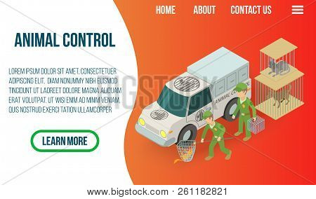 Animal Control Concept Banner. Isometric Banner Of Animal Control Vector Concept For Web, Giftcard A