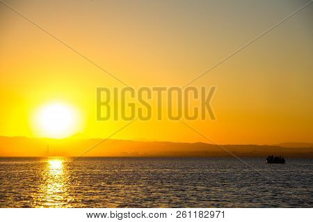 Sailing At Sunset In The Lagoon 