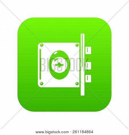 Lock Interroom Icon Green Vector Isolated On White Background