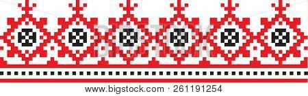 Embroidered Pattern On Transparent Background Ukrainian National Ornament