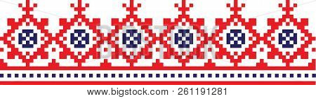 Embroidered Pattern On Transparent Background Ukrainian National Ornament