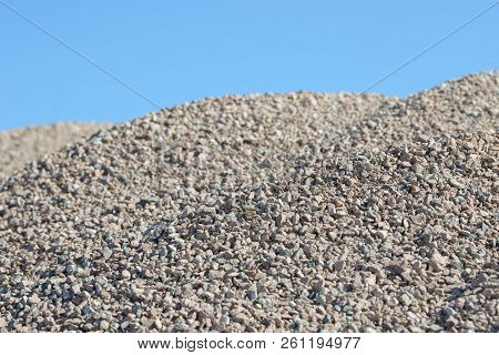 Breakstone Background. Road Gravel. Gravel Texture. Crushed Gravel Background. Piles Of Limestone Ro