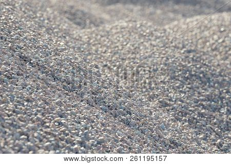 Breakstone Background. Road Gravel. Gravel Texture. Crushed Gravel Background. Piles Of Limestone Ro