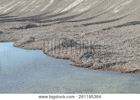 Breakstone Background. Road Gravel. Gravel Texture. Crushed Gravel Background. Piles Of Limestone Ro